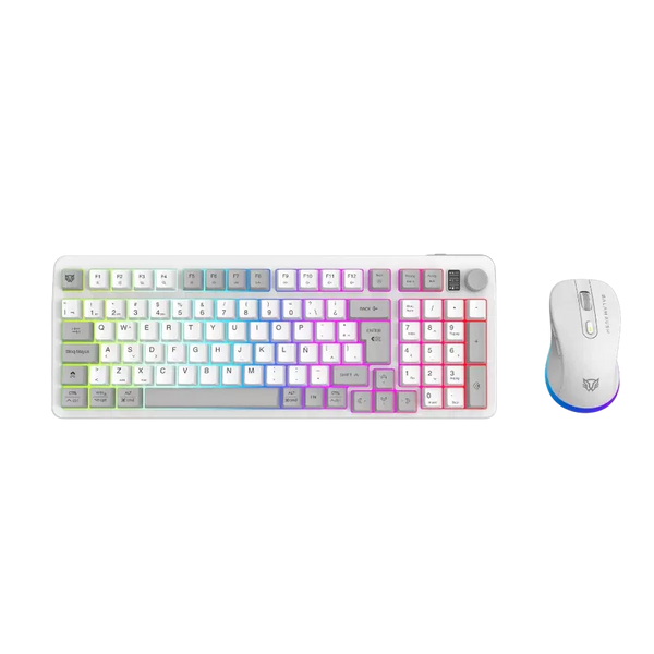 Kit Gamer Balam Rush Squad Conquest Pro Kg525 / Teclado Y Mouse / Dual / Dongle Usb - Bt / Espa?Ol / 97 Teclas / Recargable / Iluminacion Rgb / Win / Optico / 7200 Dpi Ajustable / Blanco / Br-940436